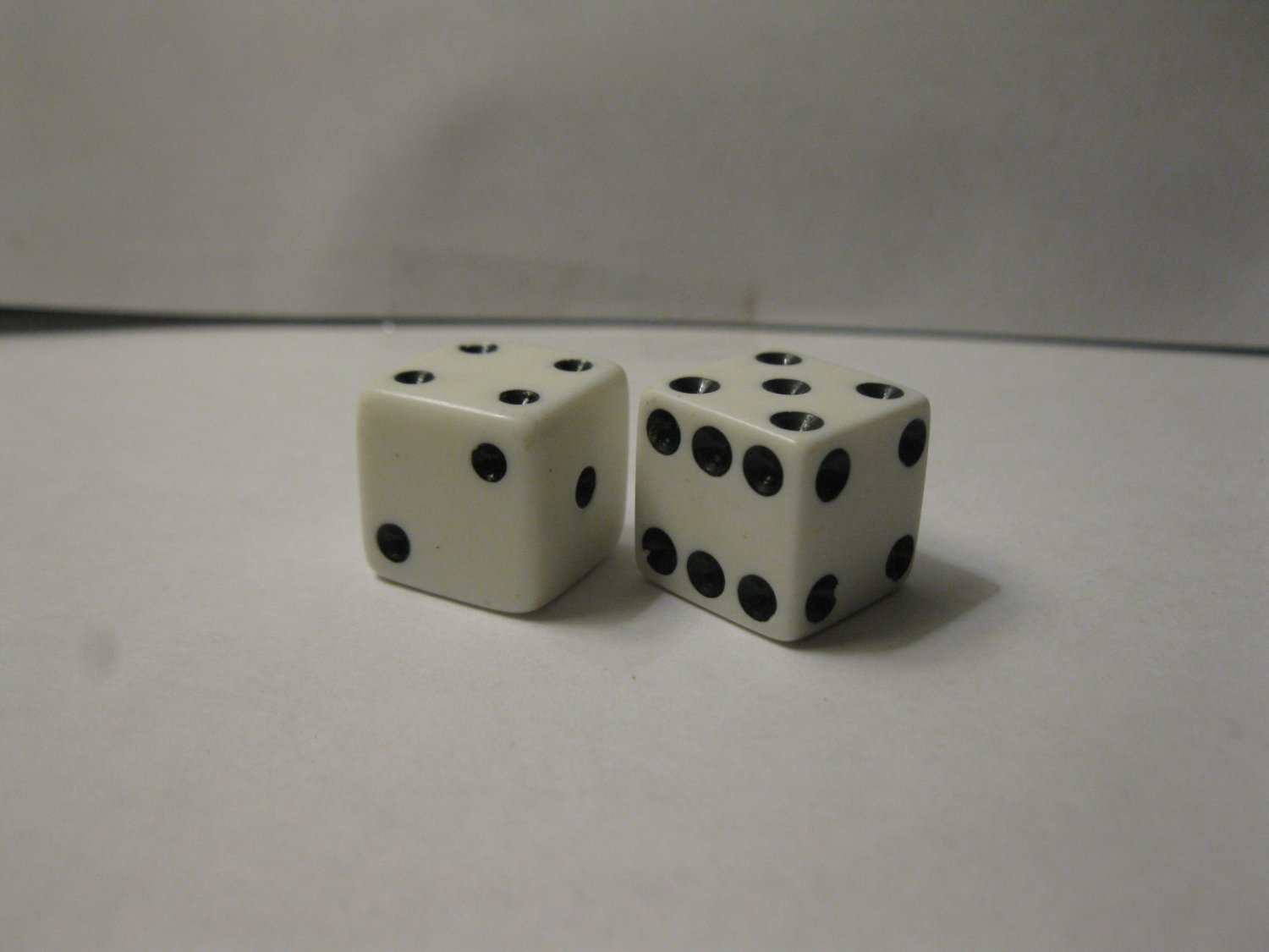 1985 Monopoly Board Game Piece: pair of White Dice