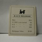 1985 Monopoly Board Game Piece: B&O Railroad Title Deed
