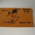 1985 Monopoly Board Game Piece: Advance To Go Chance Card