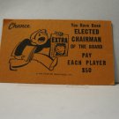 1985 Monopoly Board Game Piece: Chairman of the Board Chance Card