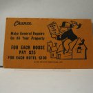 1985 Monopoly Board Game Piece: General Repairs Chance Card