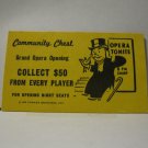 1985 Monopoly Board Game Piece: Grand Opera Opening Community Chest Card
