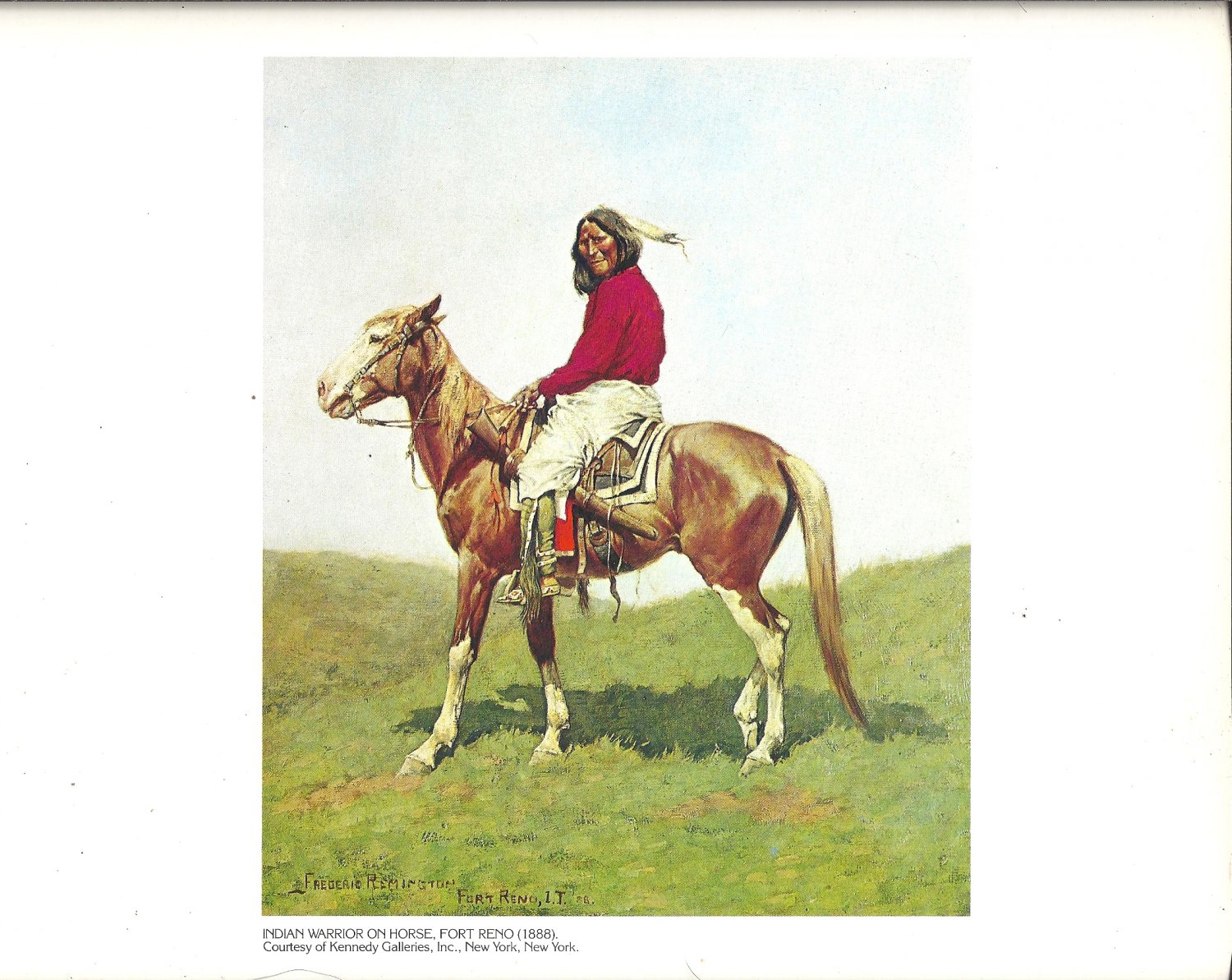 Frederic Remington: Indian Warrior on Horse, Fort Reno - 11" x 9.25" Book Page Print