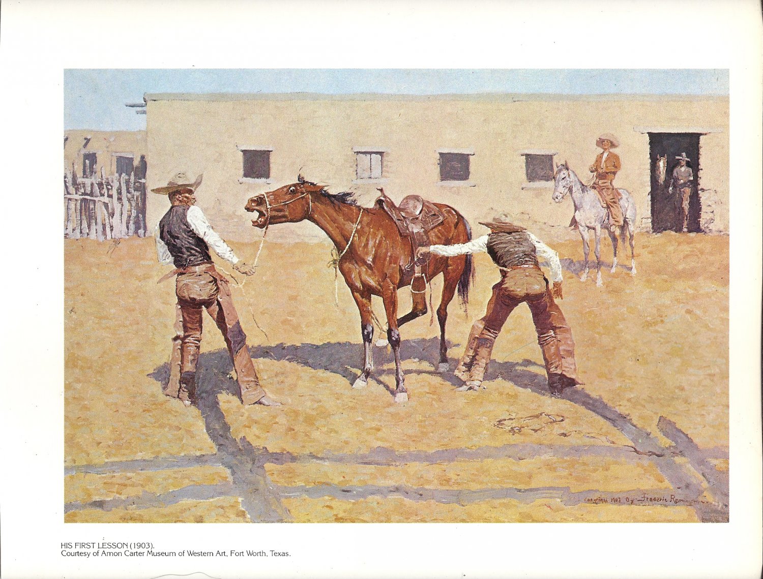 Frederic Remington: His First Lesson - 11" x 9.25" Book Page Print
