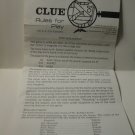 1950 Clue Board Game Piece: Instruction Booklet