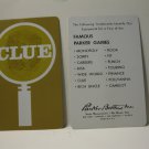 1950 Clue Board Game Piece: Famous Games Promo Card