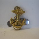 (BX-1) Vintage 1.25" Military Pin: Gold Anchor w/ silver propeller