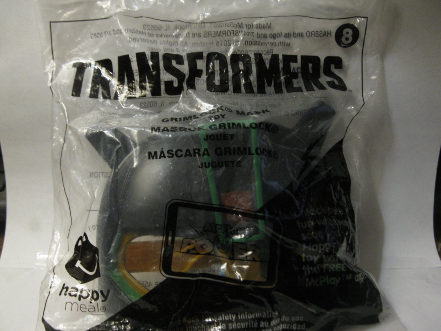 (BX-4) 2016 McD's Happy Meal Toy: Transformers Grimlock Mask - Brand New / sealed