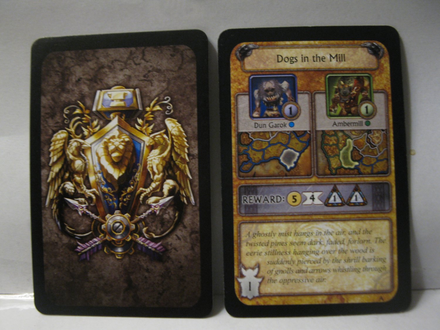 2005 World of Warcraft Board Game piece: Quest Card - Dogs in the Mill