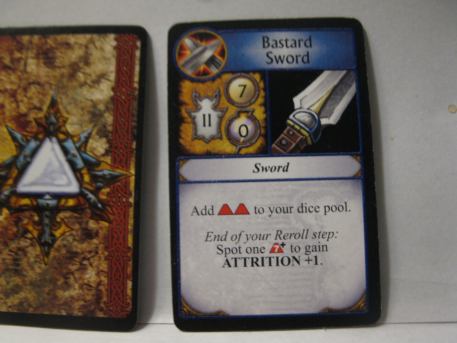 2005 World of Warcraft Board Game piece: Item Card - Bastard Sword