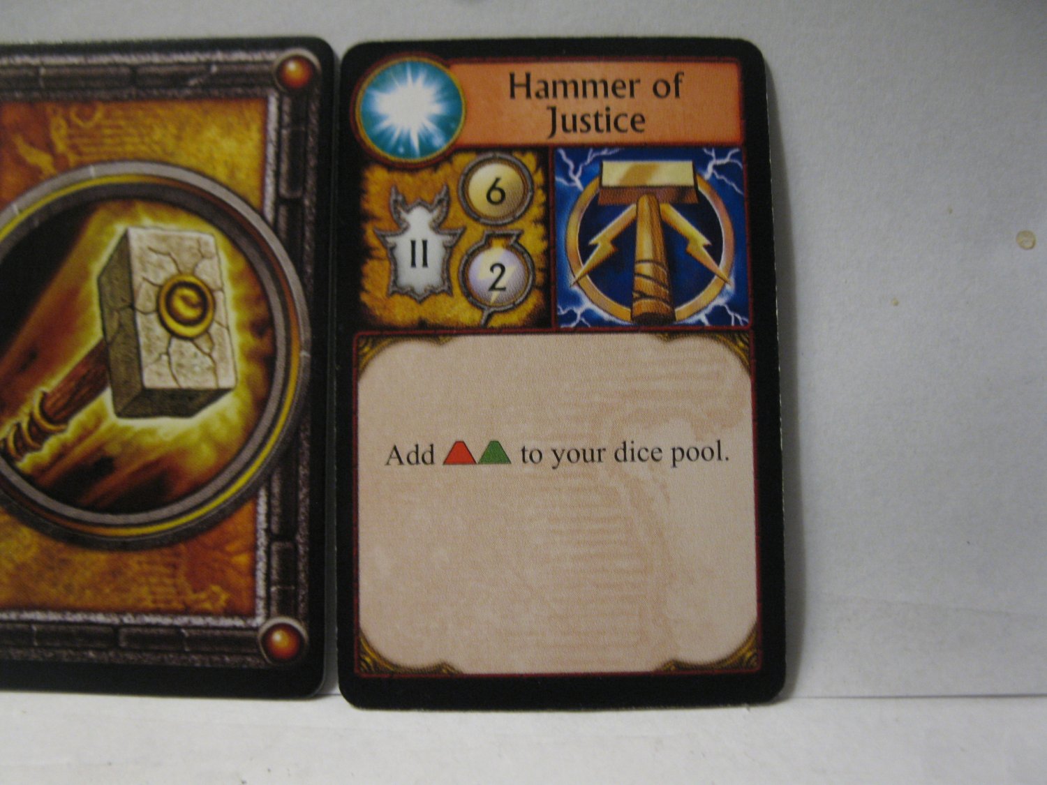 2005 World of Warcraft Board Game piece: Paladin Card - Hammer of Justice