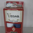 brand new Vegas Brand Poker Chip Set - 100 ct - Red, White, Blue