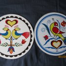 set of 2 vintage Jacob Zook Birds Trivet / Hot Plates