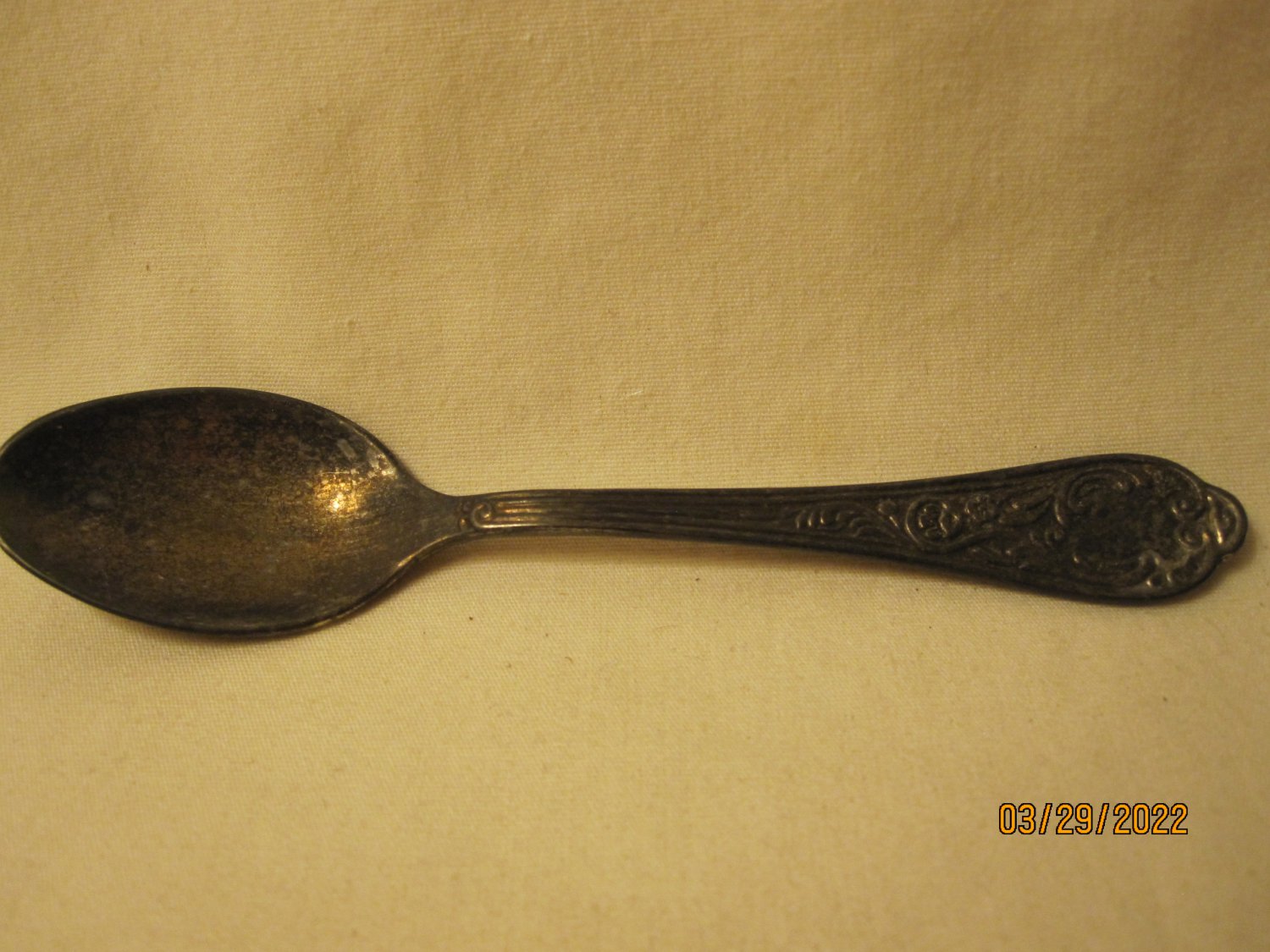 old A 800 Silver 5" Demitasse Spoon - "V.P.L.P"
