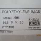 (10) ULine Style: S-2398 8"x10" Polyethylene Bags, .006 Gauge (thick) - brand new