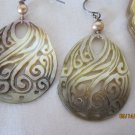 vintage Carved Shell MOP dangle earrings on Sterling Silver hooks