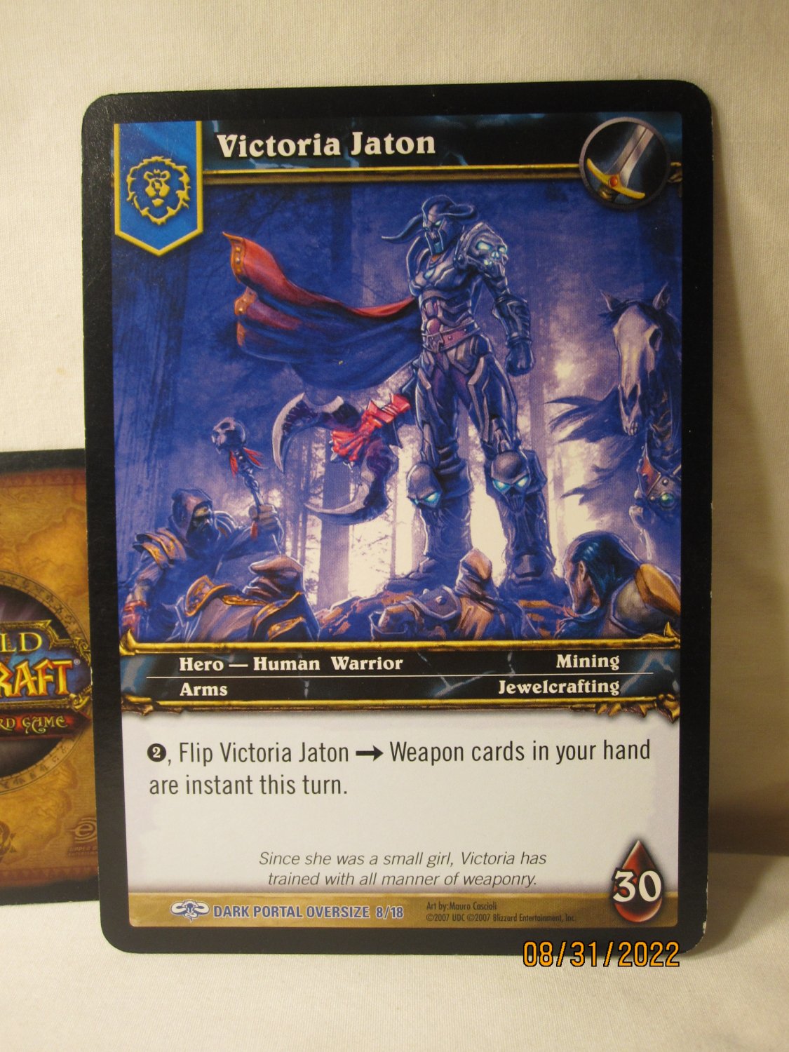2007 World of Warcraft TCG Dark Portal Oversized card 8/18 Victoria