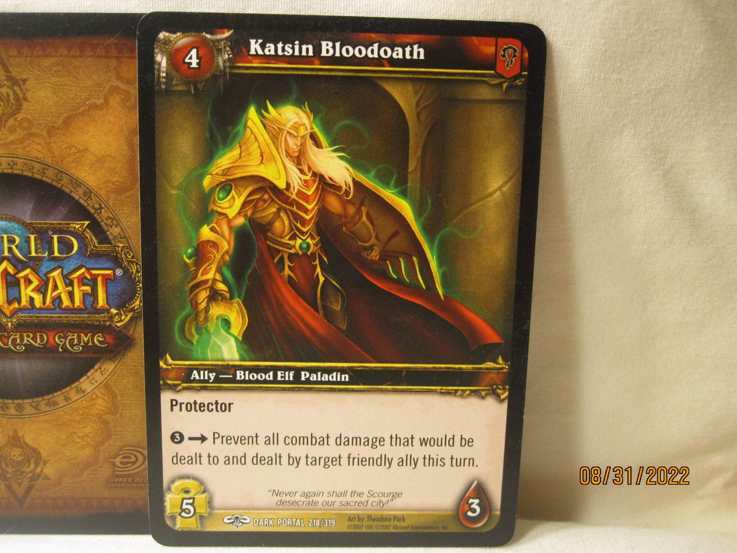 2007 World of Warcraft TCG Dark Portal card 218/319 Katsin Bloodoath