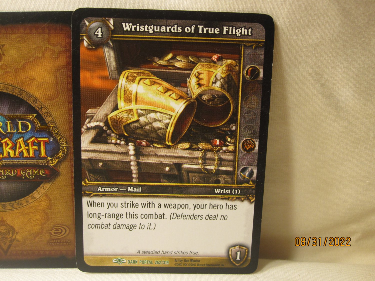 2007 World of Warcraft TCG Dark Portal card 262/319 Wristguards of