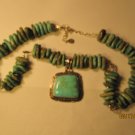 Beautiful Vintage BARSE 18" Sterling Silver & Turquoise Nugget Pendant Necklace