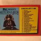 1983 Star Wars - Return of the Jedi Trading Card #131: Checklist 1-66 - unmarked