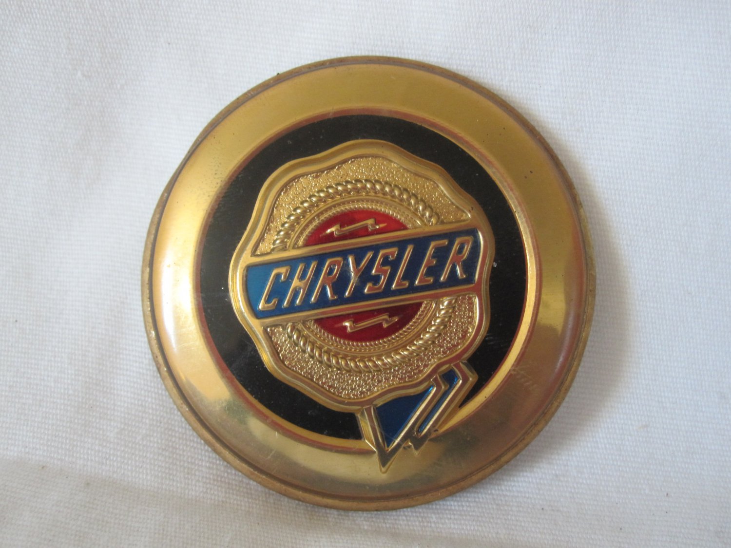 2" Round Chrysler Gold Ribbon Automobile Replacement Emblem- metal