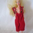 vintage 4" Mini Barbie? doll figure with Red Dress - Swivel Hips & Hole in Heel