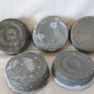 lot of (5) old vintage Zinc Mason Jar Caps w/ Porcelain inserts - Mason & Boyd's