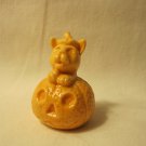 vintage Wade Bone China Miniature: 1.5" tall Kitten in a Jack 'o Lantern - orange