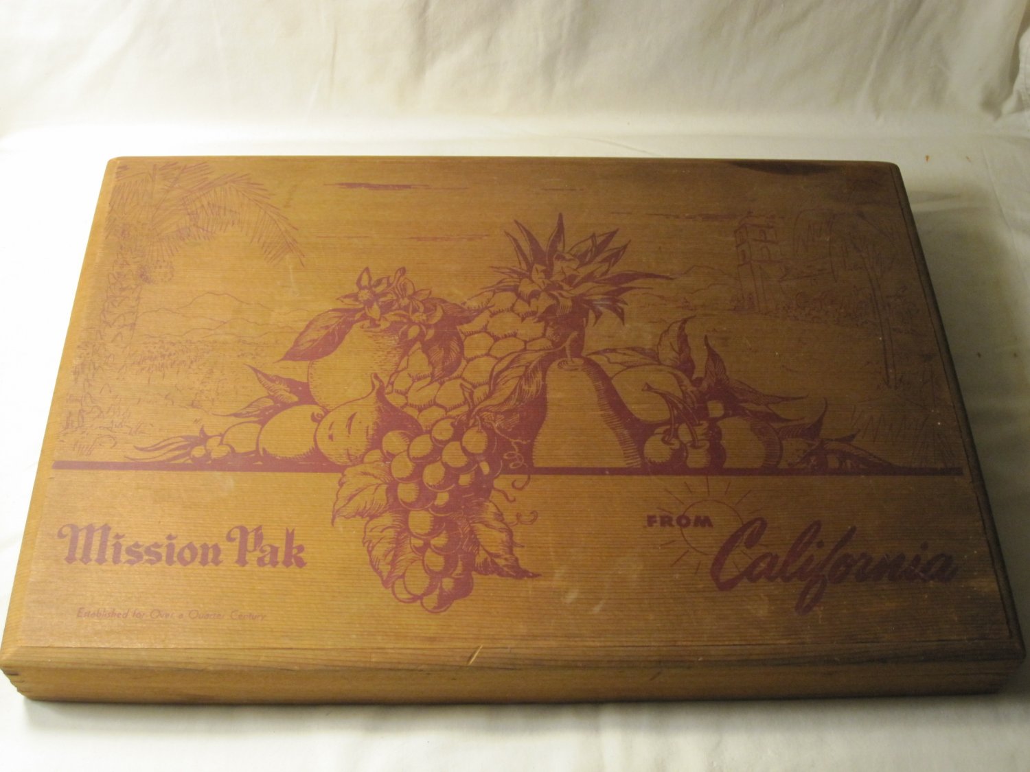 1940's California Mission Pak Real Redwood Mail-Order Fruit Box #37 - 18"x12"x2"