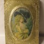 old Gold Gilted metal on wood picture of a Fair Lady- 4"x5.5" Oval