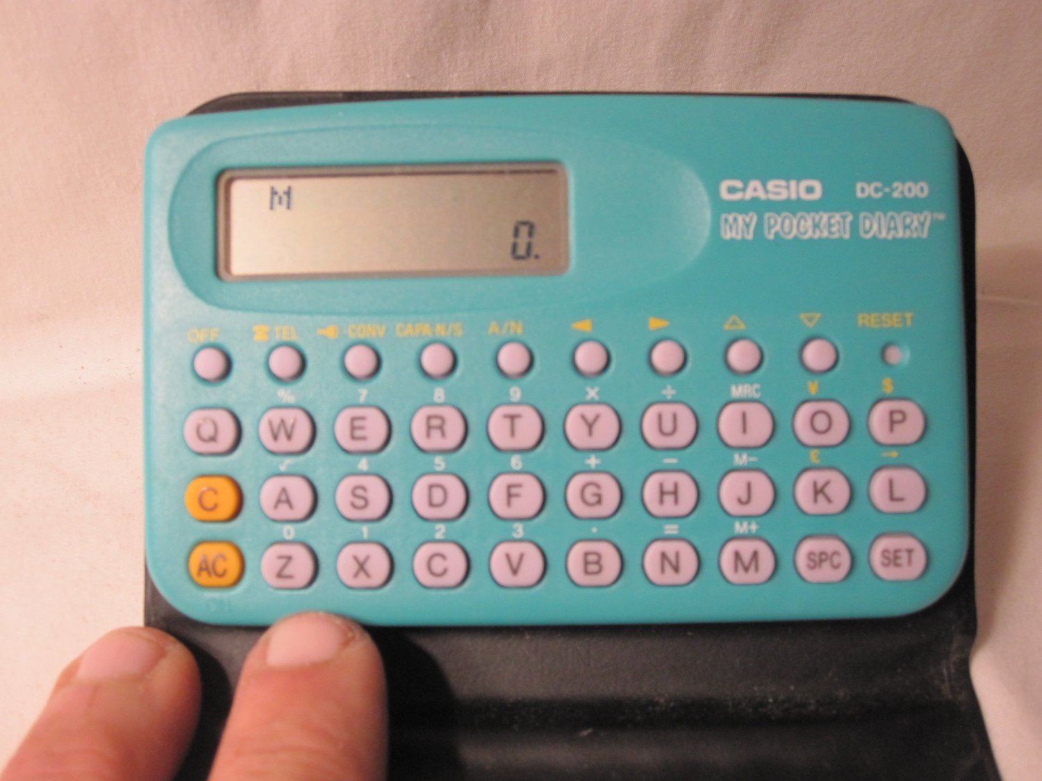 vintage Casio DC-200 'My Pocket Diary' w/ vinyl case- tested , rare Turquoise