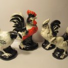 2 sets of vintage Rooster & Hen Salt / Pepper Shakers - Japan Black & White