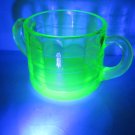 vintage Depression green Uranium Glass Sugar