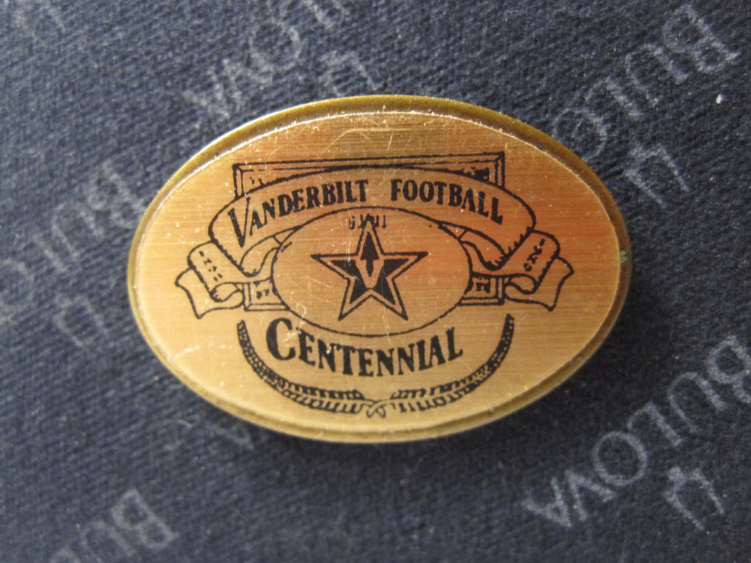 vintage oval Lapel Pin: Vanderbilt Football Centennial - Simco UAW District 65