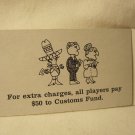 1966 As The World Turns Board Game Piece: Customs Card #7