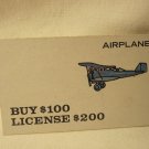 1966 As The World Turns Board Game Piece: Passport & Travel Card - Airplane