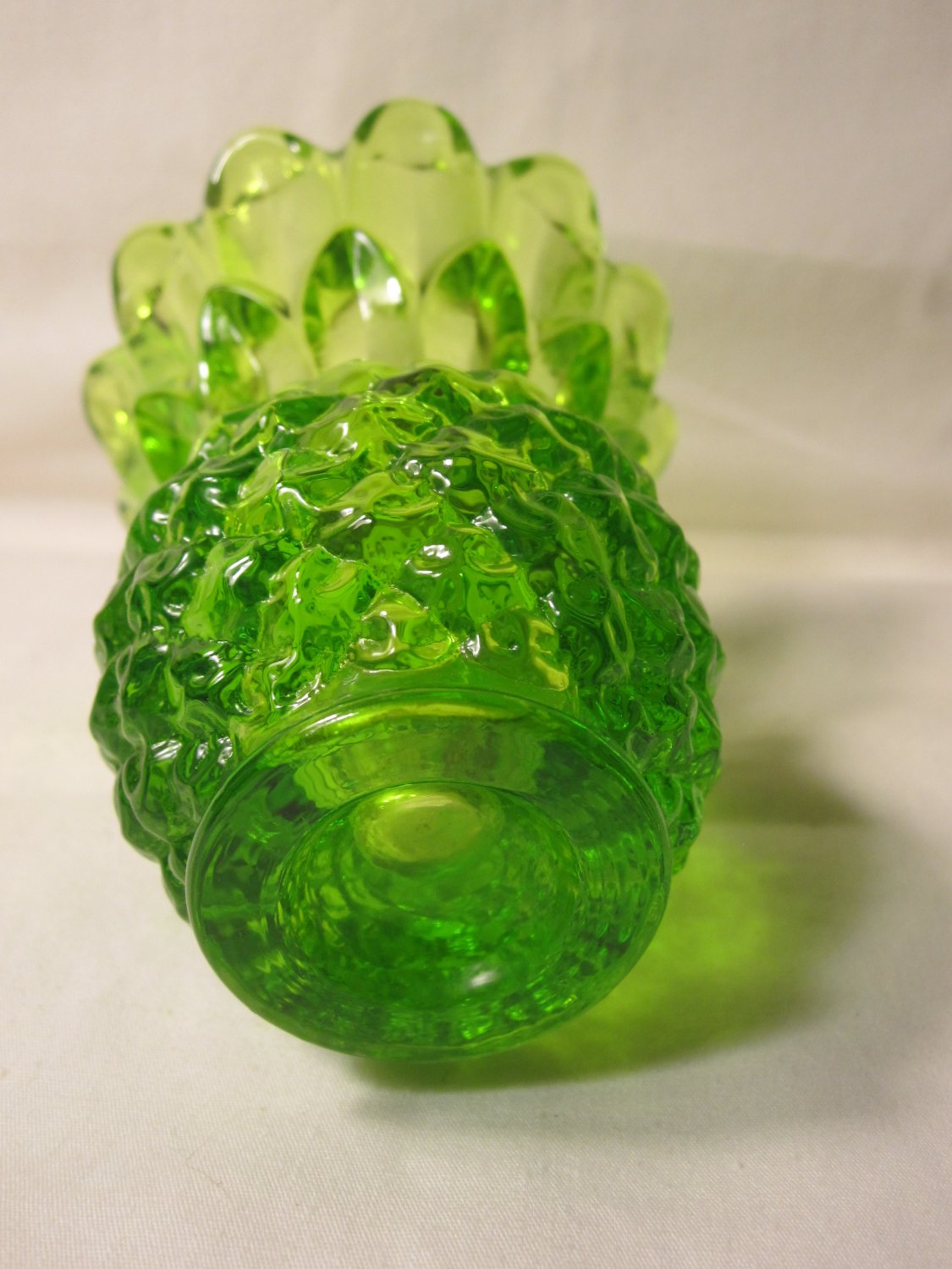 vintage Indiana Glass 4" Green Pineapple Votive Candle Holder rare