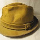 vintage Genuine Suede Leather light orange Fedora Hat - sz 7 1/2