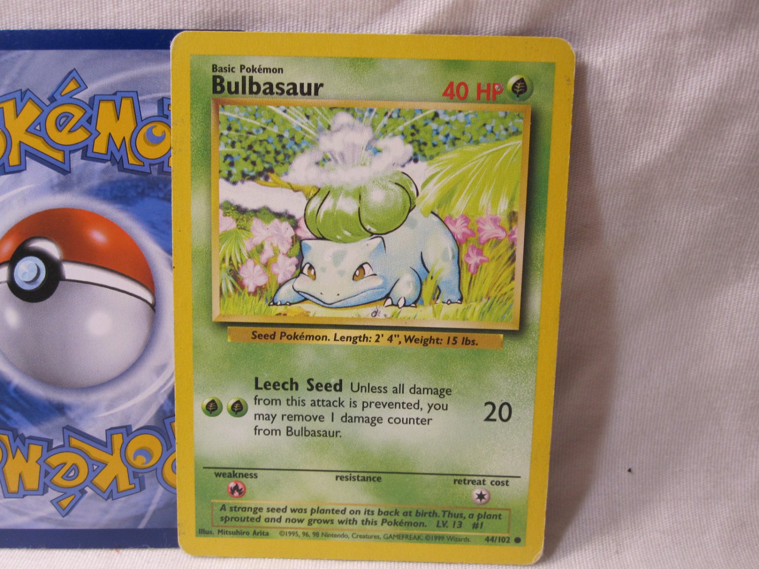 1999 Pokemon Card 44102 Bulbasaur Base Set