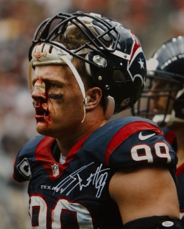 JJ Watt Autographed 16x20 Side View Bloody Face Photo- JSA W Authenticated