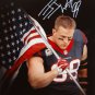 JJ Watt Autographed 16x20 Holding Flag *White Photo- JSA W Authenticated