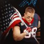JJ Watt Autographed 16x20 Holding Flag *Blue Photo- JSA W Authenticated