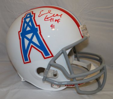 Earl Campbell Autographed Full Size White *Red Houston Oilers Helmet- JSA Auth