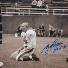 Y.A. Tittle Autographed 8x10 B&W On Knees Photo- JSA Authenticated