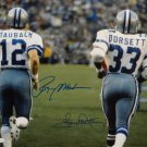 Roger Staubach & Tony Dorsett Autographed 16x20 From Behind Photo- JSA W Auth