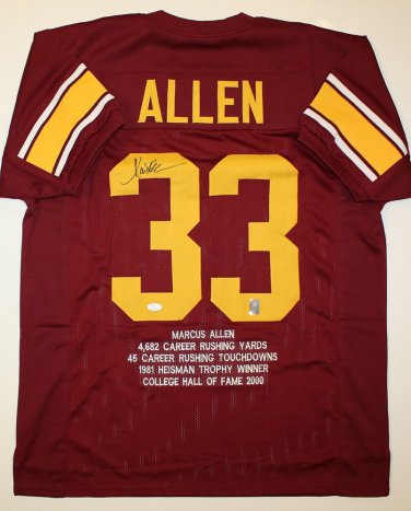 Marcus Allen Signed / Autographed Maroon Stat Jersey- JSA Authenticated