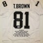 Tim Brown Signed / Autographed White Stat Jersey- JSA Authenticated