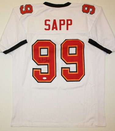 Warren Sapp Signed / Autographed White w/ Red Jersey- JSA Authenticated