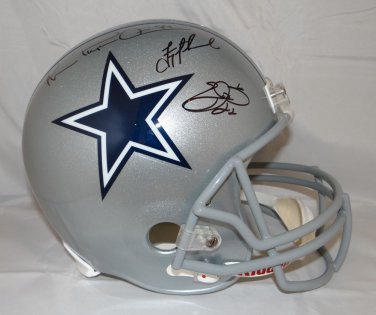 Aikman, Irvin & Smith Autographed F/S Silver Dallas Cowboys Helmet- JSA Auth